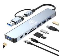 Hub USB C 8 in 1, adattatore USB C con 3 USB 3.0 + 1 tipo C, ricarica PD 100 W, audio 3,5 mm, SD/TF, USB C Hub Multiporta per laptop, compatibile con tablet, MacBook Air/Pro, iPad, iPhone Android