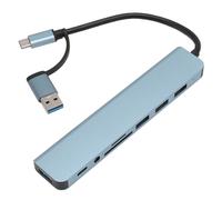 Hub USB C 8 in 1, Connettore a Doppia Porta con Spina di Tipo C Adattatore Multiporta USB con USB 3.0, 3 X USB 2.0, 3,5 Mm, Trasferimento Dati Rapido di Tipo C, Slot per Scheda