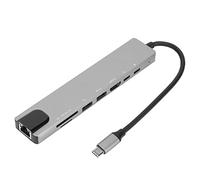 Hub USB C 8 in 1, Convertitore USB C Portatile con 4K da USB C a HDMI, Porta Ethernet, Ricarica Rapida PD USB C da 87 W, Lettore di Schede SD/TF, per Linux/Windows XP/Windows Vista/Windows 10
