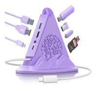 Hub USB C 8 in 1, docking station RGB viola con HDMI 4K, PD da 100 W, USB 3.0 da 5 Gbps, lettore di schede SD/TF, adattatore di tipo C per MacBook Air, Dell XPS, Surface, ecc.