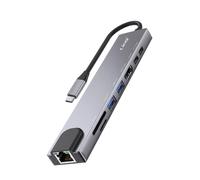 Hub USB-C 8 in 1 / HDMI 4K / Ethernet RJ45 / Trasferimento 5 Gbps / PD 100W