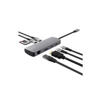 Hub USB-C 8 in 1 Trust Vylor - Adattatore HDMI 4K@60Hz - Gigabit Ethernet - Lettore di schede MicroSD/SD - Porta di ricarica da 100W