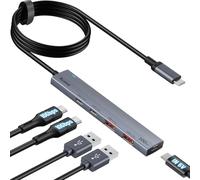 Hub USB C Aceele da 10 Gbps con 2 USB-A e 2 USB-C, Adattatore USB 3.2 Gen 2 con Cavo Lungo 100 cm, Sdoppiatore 5 in 1 per Laptop, PC Desktop, MacBook Pro/Air 2022/2021, ecc.