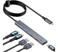 Hub USB C Aceele da 10 Gbps con 2 USB-A e 2 USB-C, Adattatore USB 3.2 Gen 2 con Cavo Lungo 100 cm, Sdoppiatore 5 in 1 per Laptop, PC Desktop, MacBook Pro/Air 2022/2021, ecc.