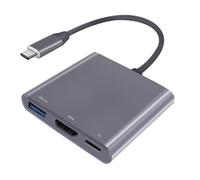 Hub USB C, adattatore 4K USB C a HDMI, convertitore AV multiporta con uscita PD da 100 W e porta USB A 3.0, compatibile con MacBook Pro/Air, iPad, tablet, switch, TV, monitor e altro (grigio)