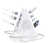 Hub USB C, adattatore multiporta USB C 8 in 1 bianco con HDMI 4K, ricarica di alimentazione 100W, 5Gbps tipo C 3.0, 3xUSB A 3.0, lettore SD/TF e illuminazione RGB, stazione Dcoking bianca per MacBook