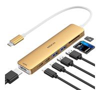 Hub USB C, adattatore multiporta USB C per MacBook Pro/Air, adattatore 7 in 1 MacBook da USB C a HDMI Hub, 2USB 3.0, PD,SD/microSD,Type C dati per iPad, Lenovo e altri dispositivi di tipo C (oro)