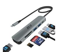 Hub USB C adattatore per docking station multiporta USBC 6in1 con 4K@30Hz,55W Power Delivery,USB-C e USB-A 5Gbps,lettore di schede microSD e TF, per MacBook Air/Pro M1/M2 Laptop iPad e altro ancora