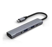 HUB USB C, adattatore porta di tipo C 5 in 1 con HDMI 4K, uscita audio da 3,5 mm, USB 3.0, USB 2.0, ricarica USB-C PD, docking station di tipo C per MacBook Pro, iPad, Nintendo