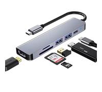 HUB USB C, adattatore USB C multiporta per Macbook Pro e Air, dongle HUB 6 in 1 con 4K HDMI, USB 3.0, lettore di schede SD/TF, 100W PD, compatibile con laptop e altri dispositivi Type-C