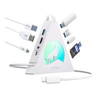 Hub USB C bianco, Hub 8 in 1 di tipo C con HDMI 4K, alimentazione 100W, USB C 5Gbps, 3xUSB-A 3.0, lettore di schede SD/TF, illuminazione RGB, dock bianco per MacBook Air/Pro, iPad, iPhone17, Surface