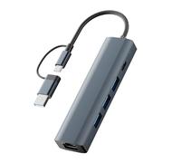 Hub USB C con 3 porte USB 3.0, USB C e porta RJ45 Gigabit Ethernet da 1000 m, adattatore multiporta USB 5 in 2 compatibile con MacBook/Pad Pro/Dell/HP Laptop/telefoni