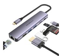Hub USB C con Ethernet - Adattatore Newmight 7 in 1 da tipo C a HDMI con 1G Ethernet, 4K HDMI, 2 USB 3.0,100 W Power Delivery e lettore di schede SD/TF, per MacBook iPad Pro Dell Surface HP e altro