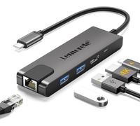 Hub USB C Con Gigabit, Adattatore USB C 5 in 1 a RJ45 Ethernet 1000Mbps, 4K HDMI