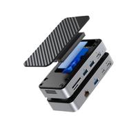 HUB USB C con ventola di raffreddamento M 2 NVMe SATA SSD Enclosure esterna 10 Gbps HDMI Com RJ45 SDTF Docking Station compatibile con M2P7(2TB NVME SSD Set)