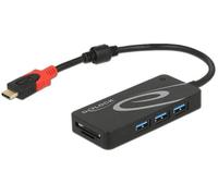DELOCK 62900 - External USB 3.0 Hub, USB C > 3x USB A + 2 Slot SD, black