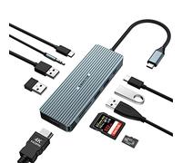 HUB USB C Docking Station, 10 en 1 USB C Docking Stationcon 4K HDMI, 2 USB 3.0, 2 USB 2.0, USB C, PD 100W, Lector de Tarjetas SD/TF compatibile con MacBook Pro/Air, Surface Pro/Go, Thunderbolt 3