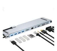 HUB USB C, docking station adattatore 10 in 1 con 4K, VGA, tipo C, PD 87 W, USB 3.0 5 Gbps, Ethernet RJ45, lettore di schede SD/TF, AUX da 3,5 mm, compatibile con Pro/Air, altri tipi C Dispositivi por