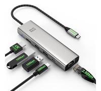 Hub USB-C, docking station per laptop 7 in 1, adattatore multiporta con HDMI 4K, LAN 2.5G, porte USB-A/C 10Gbps, ricarica pass-through PD 85W, compatibile con Surface, M1, M2, M3, HP, Lenovo