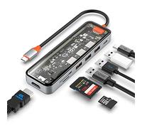 Hub USB C, docking station TOTU 7-in-1 Type C Hub con porta HDMI 4K, alimentazione USB-C PD da 92 W, 3 porte USB 3.0, lettore di schede SD/TF, per MacBook e altri laptop di tipo C