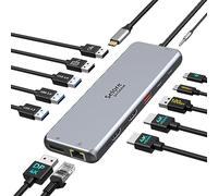 HUB USB C Docking Station USB C Dual HDMI, Dock USB C 13 in 1 a Dual HDMI, Displayport, USB C 3.1, PD 100W, USB 3.1/3.0/2.0, Ethernet RJ45, Audio, docking station USB C per MacBook HP Dell XPS