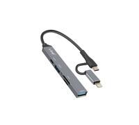 Hub USB-C e Lightning - LinQ - Nero - 1x USB-C - 2x USB - Lettore SD/TF
