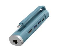 Hub USB C, Elexlinco 5-in-1 USB-C Hub Adattatore, 5Gbp Dual Porta USB-A Trasmissione, 100W PD Porta, 4K HDMI Porta, 1000Mbps RJ45 Ethernet Porta, Compatibile con MacBook, iPad, PC (Baby Blue)