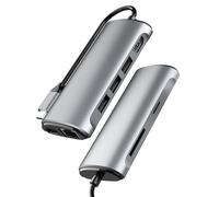 Hub USB C Ethernet, 8 in 1 multiporta USB C a HDMI adattatore 4K a 60Hz, 1000Mbps, lettore di schede SD/TF, 3 porte USB 3.0, docking station compatibile per MacBook, tablet, telefono, dispositivi di