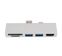 Hub USB C FLEXMAN, Hub USB C Portatile 5 in 2, Trasmissione Dati Interfaccia Multimediale HD 4K, Hub Doppia Porta USB 3.0 for Surface Pro 7, per Windows 10, 8, 7, per Vista, per XP (Plata)