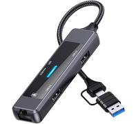 Hub USB C HDMI 4K 60Hz, 5 in 1 Dockteck, Dock Ethernet, adattatore MacBook Pro con LAN RJ45, USB 3.0, HDMI, per laptop, telefono, tablet, lettore di schede SD TF
