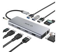 Hub USB C HUB, aggiornato TOTU 13 in 1 Tipo C Hub Dongle Adapter (4K Dual HDMI & DP, 75W PD), docking station a triplo display per sistemi Windows e MacBook Pro USB C