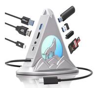 Hub USB C, hub multiporta USB-C verticale 8 in 1 con HDMI 4K, alimentazione 100 W, 3 USBA 3.0, USBC 5 Gbps, SD/TF, base-stand, dongle RGB per MacBook Air/Pro, iMac, Dell XPS, Surface, HP, iPad