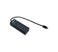 iggual Hub USB-C con 4 porte USB 3.0, adattatore USB C con 4 porte, indicatore LED blu e protezione fusibile, adattatore tipo C compatibile con Macbook Pro/Air, iPhone e Galaxy, cavo da 30 cm