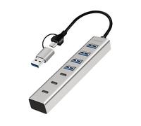Logilink 076271 Hub USB 3.2 4 Porte USB-A e 3 Porte USB-C™ Alluminio Silver Silver