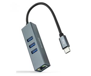 Hub USB-C nanocavo a Gigabit Ethernet + 3x USB 3.0 in alluminio