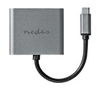 Nedis Adattatore Multi-Porto USB | USB 3.2 Gen 1 | USB-C™ Maschio | 2x HDMI™ | 0.10 m | Tondo | Placcato nickel | PVC | Nero | Busta