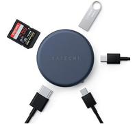 SATECHI OntheGo™ Hub USB-C Magnetico 5 in 1 con Cavo Avvolgibile, PD 60W, HDMI 4K, Lettore SD, USB-A e Porta USB-C 5 Gbps per MacBook Neo/Air/Pro, Laptop e iPad - Indaco