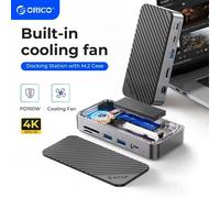HUB USB C ORICO con ventola di raffreddamento M.2 NVMe SATA SSD Enclosure esterno 10Gbps 4K 60Hz HDMI-Com RJ45 Docking Station SD/TF