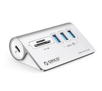 Hub USB C ORICO, Hub USB 3.0 con lettore di schede, 3 porte USB A, Multi USB Adattatore 5 Gbps, cavo da 0.5m, USB Multiporta con porta di alimentazione tipo C 5V/2A per iMac, Macbook, Mackbook Pro