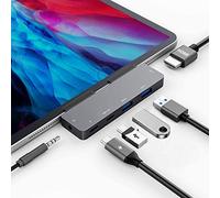 hub USB C per M2 M1 iPad Pro 2022-2018/iPad Air 4/5,iPad Mini 6,Adattatore USB C con 4K HDMI,2 Porta USB3.0,Jack audio da 3.5mm,PD 60W,Porta dati USB-C