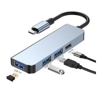 Hub USB C per MacBook Pro/Air, 4 in 1, adattatore multiporta USB C a USB super veloce con 3 porte USB e 1 porta dati/PD USB-C per MacBook Pro/Air, iMac, Dell XPS, Lenovo Thinkpad
