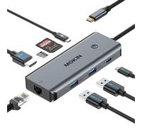 Hub USB C per MacBook Pro/Air, Mac Dongle con 3 porte USB, USB C a HDMI, USB C a RJ45 Ethernet, MOKiN 8 in 1 USB C a HDMI, ricarica PD da 100 W, USB C a SD/TF lettore di schede USB C Hub