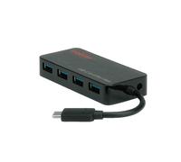 HUB USB-C ROLINE 3.0 a 4 porte con alimentatore Nero