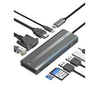 Hub USB-C, stazione d'accueil multiport 10 en 1, adattatore USB-C vers HDMI, hub USB-C Ethernet, 100 W PD, 3 USB-A USB 3.0 per MacBook, Steam Deck, iPad, Surface Pro, Chromebook (grigio)