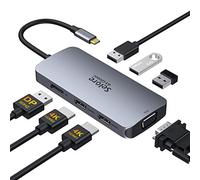 Hub USB C su Displayport 7 in 1 Laptop Docking Station USB C Hub su Dual HDMI Displayport VGA 3 USB 2.0, Multi Monitor Adattatore per Dell XPS 13 15, Lenovo Yoga, Thinkpad, Huawei Matebook X Pro, ecc