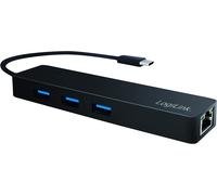 Hub USB-C SuperSpeed 3 porte USB-A 3.2 Gen1 Gigabit Ethernet nero Logilink IUSB31-HUB3CG
