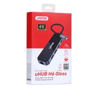 Hub USB-C - UNITEK - 3 porte USB-A - RJ-45 - HDMI 4K - Alimentazione PD100W