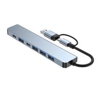 Hub USB-C/USB 2 in 1 7 porte USB 3.0 per Windows MacOS Grey