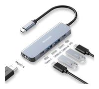 Hub USB C, USB Docking Station, adattatore Type-C, 5 in 1 per MacBook Pro Air M1/M2, 4K HDTV, USB 3.0, USB-C, 100W PD, per Apple per iPad Dell Samsung Switch Surface Windows e altri dispositivi Type-C