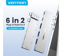 Hub USB C Vention 6 in 2 Thunderbolt 4 80Gbps 8K Dock Station per MacBook Pro Air, USB 3.0, HDMI 4K60Hz per Laptop Windows